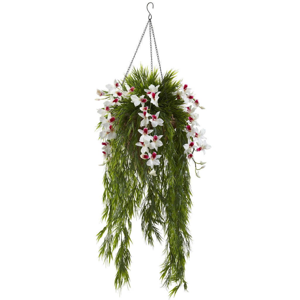 Bamboo & Dendrobium Hanging Basket Green D2775