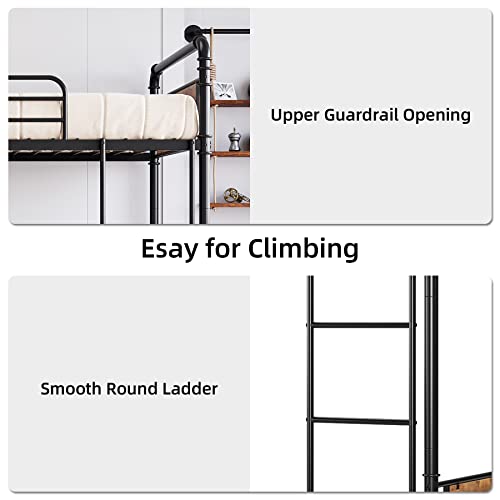 Twin Over Twin Heavy Duty Metal Bunk Bed with Ladders S451