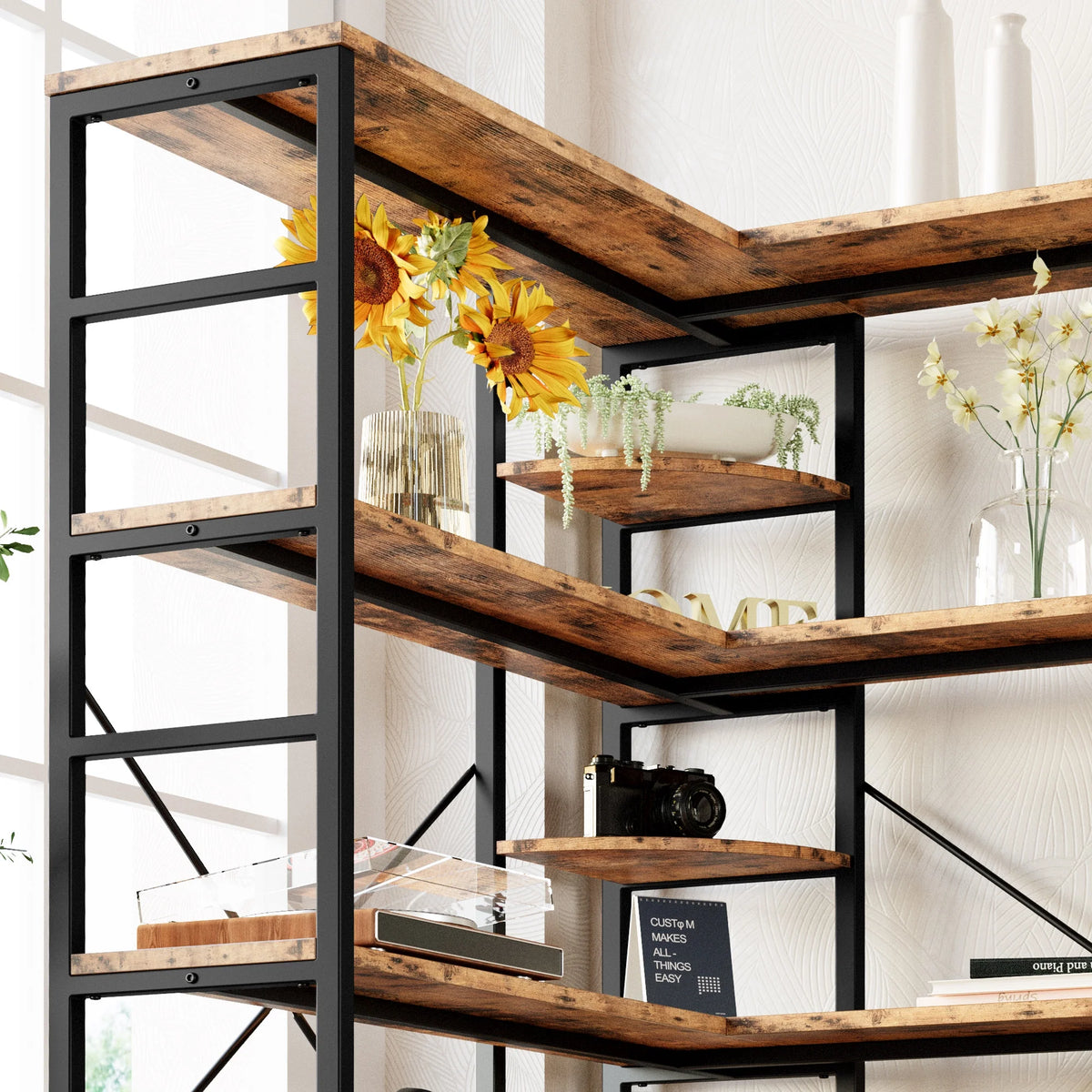 5-Tier Corner Bookcase with Metal Frame P188
