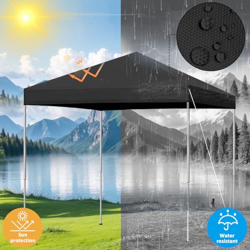 10x10 Pop Up Canopy Tent Waterproof with Wheeled Bag and 4 Sandbags Y3877