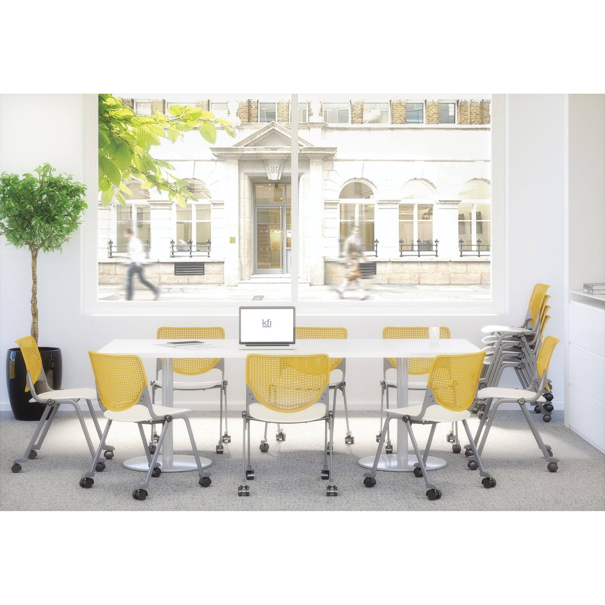 Sky Blue Stack Chair with Casters A726582