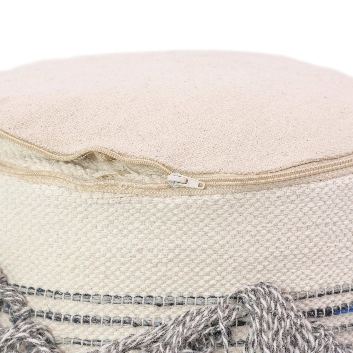 Hand-Woven Boho Floor Pouf Ottoman S84202