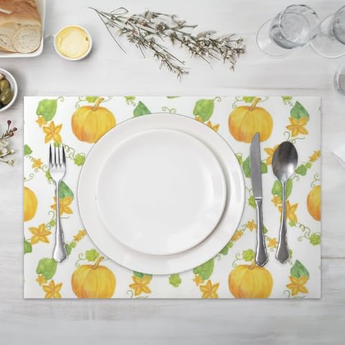 Fall Gourd Pattern Faux Leather 12 X 18 Inch 6Pc Placemat Set S17851