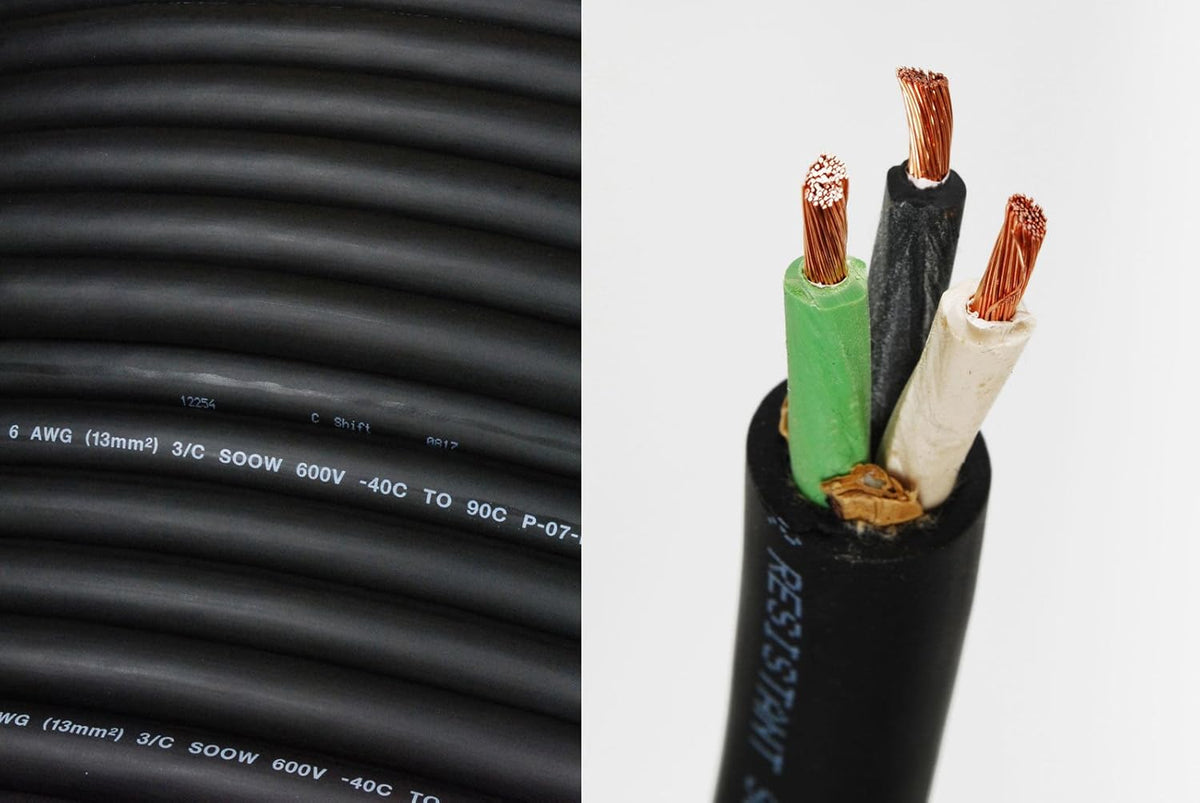 6/3 SOOW 600V Portable Power Cord Cable 25' N5771