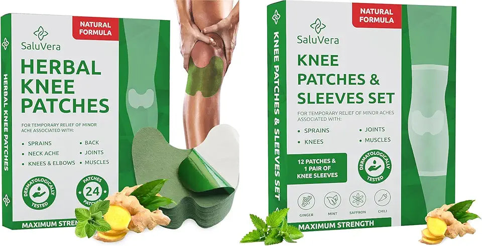 Warming Herbal Patches 24 Count Self-Heating Knee Patches 12 Count 2 Compression Sleeves G317397