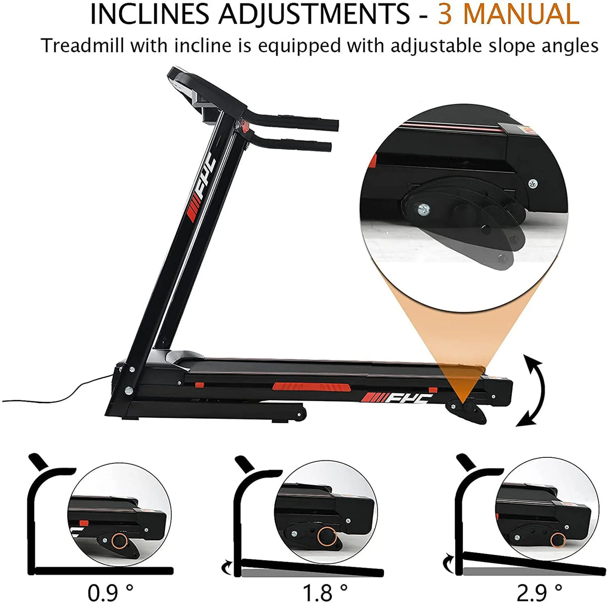 3.5HP Folding Treadmill with Incline 300LBS Capacity Q369