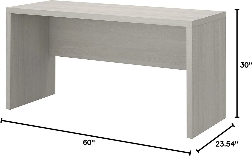 60W Gray Sand Credenza Table with Wire Management M650