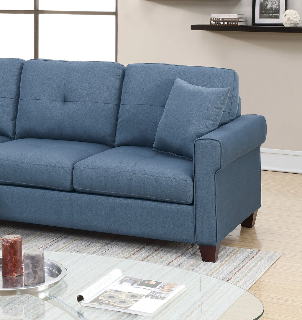 Blue Reversible Sectional Sofa Chaise G3447