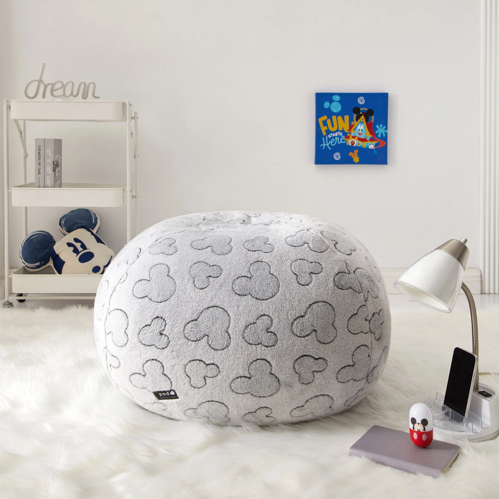 Super Soft Embossed Faux Fur Round Bean Bag Chair N524300
