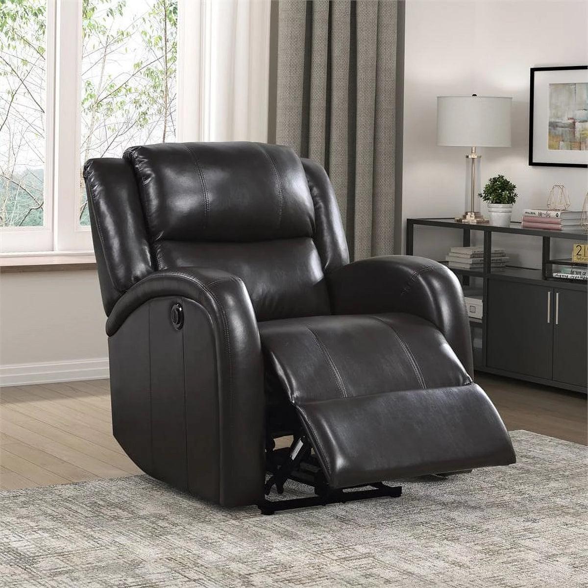 Brown Faux Leather Power Reclining Chair R134