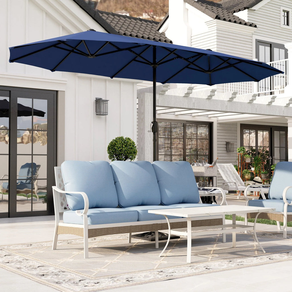 13x6.5ft Double-Sided Outdoor Patio Umbrella with Crank Handle, Beige S4080