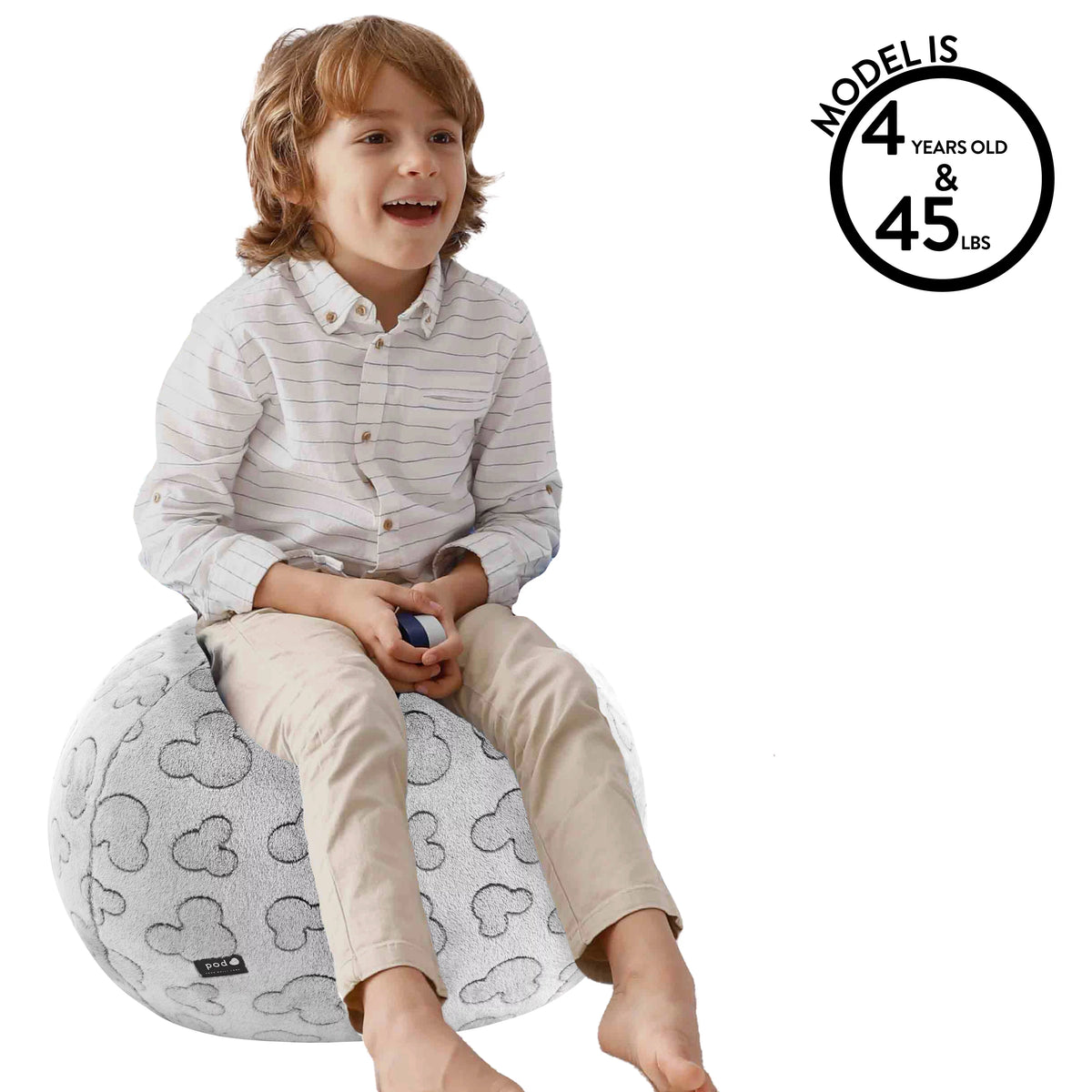 Super Soft Embossed Faux Fur Round Bean Bag Chair N524300