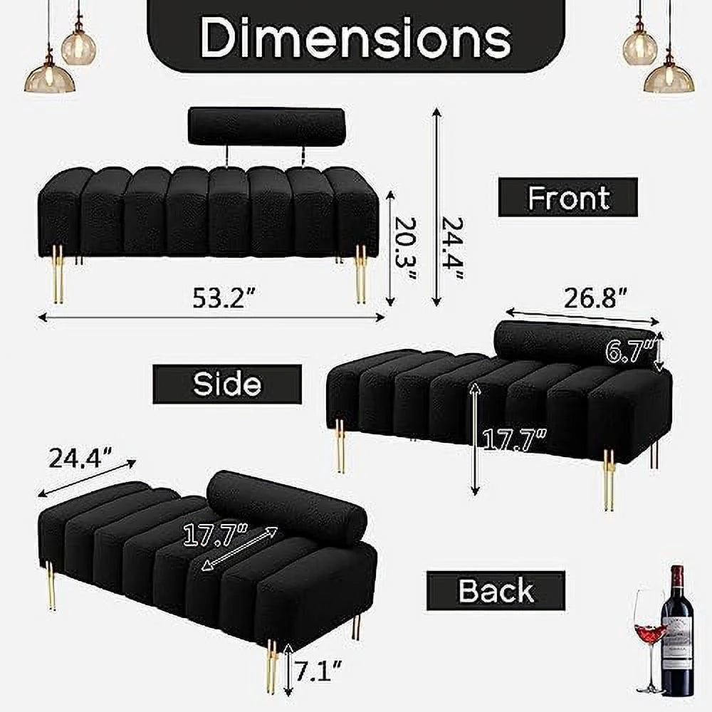 53.2" Modern Loveseat Sofa Couch Upholstered Accent Sofa with Golden Legs and Adjustable Backrest Small Teddy Fleece Couches K576