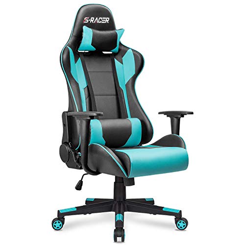 White Ergonomic Leather Gaming Chair with Headrest and Lumbar Support X229
