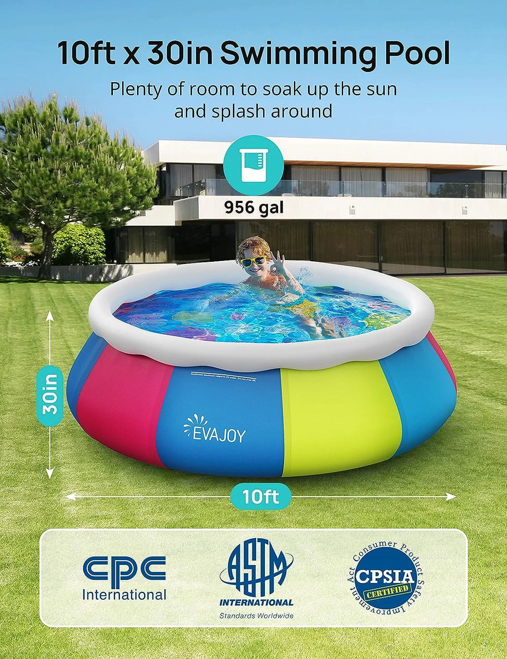 10ft × 30in Easy Set Inflatable Swimming Pool with Pool Cover Q332