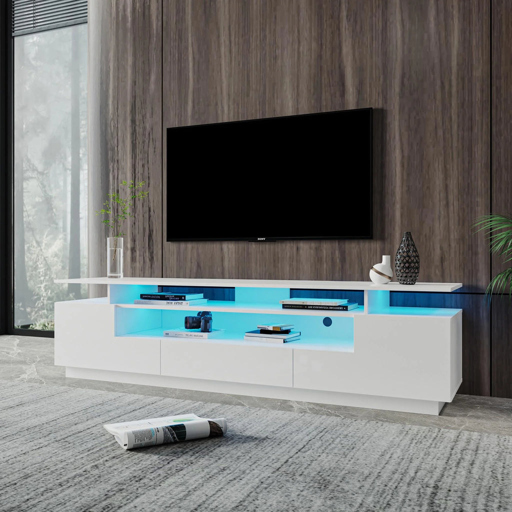 White 3-Tier TV Stand with Storage F233