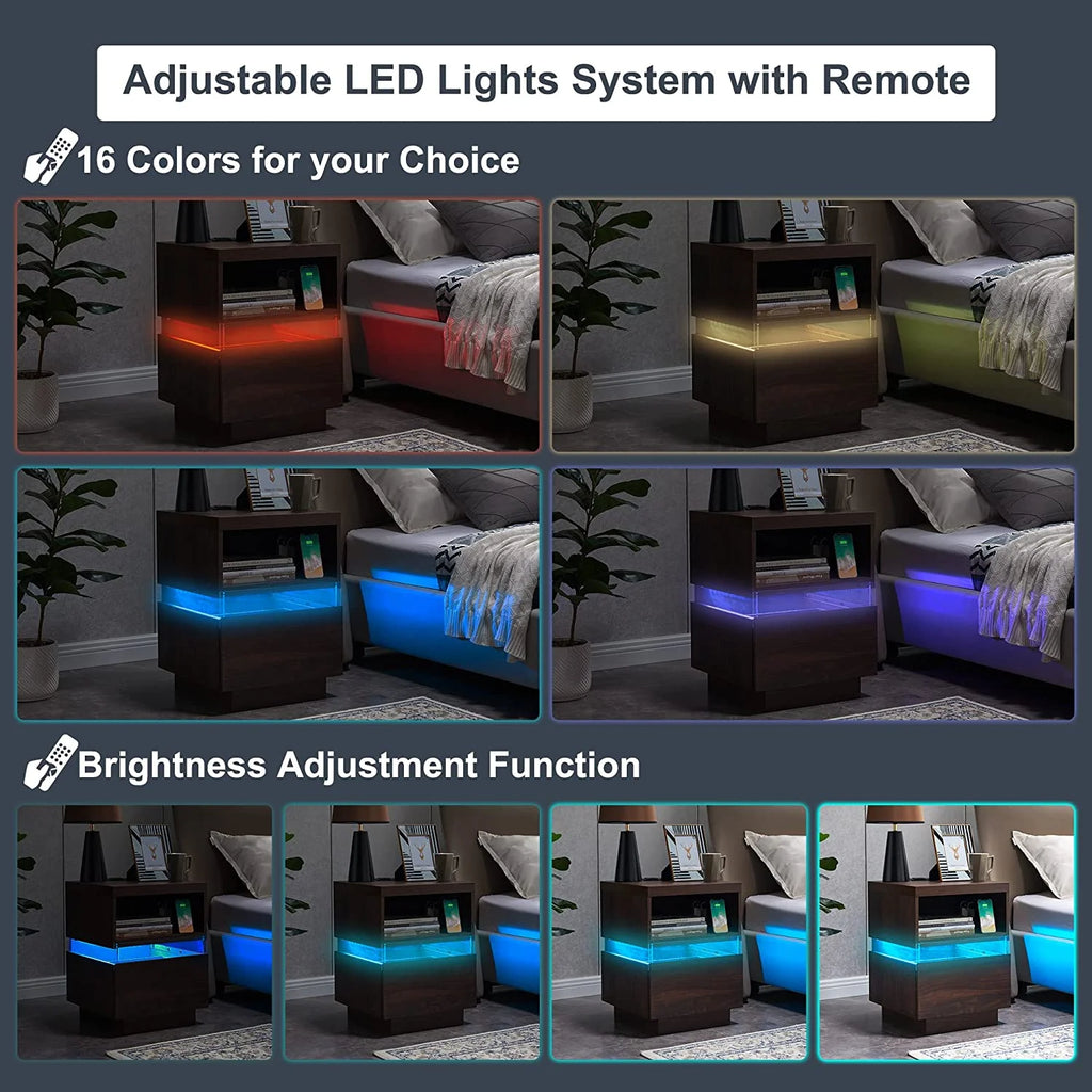LED Coffee Table with Storage and Sliding Drawers A48077