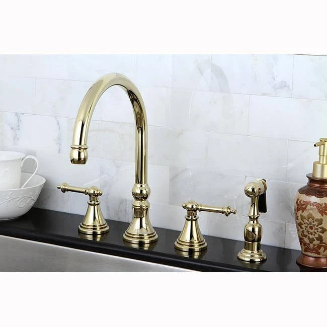 Satin Nickel Deck Mount Kitchen Faucet with Brass Sprayer G7926