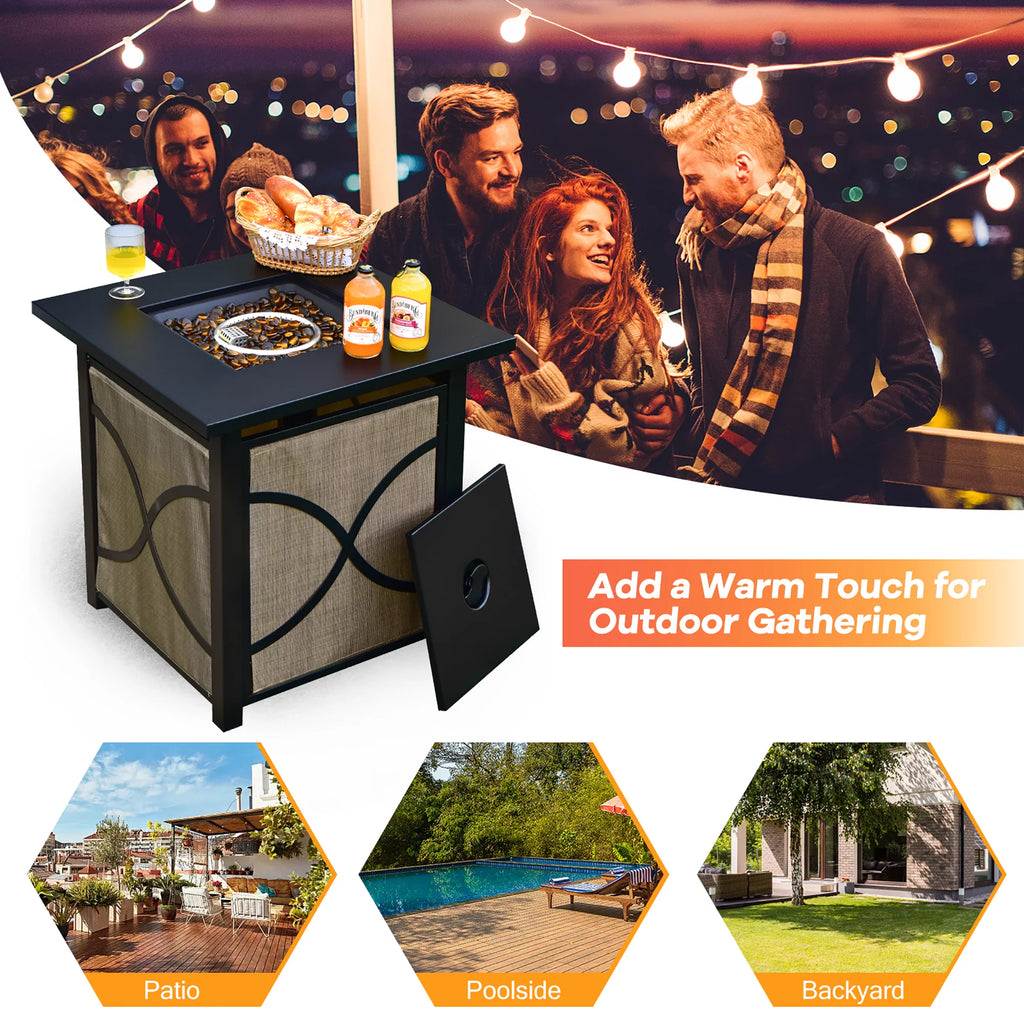 25-Inch Square Propane Fire Pit Table 40000 BTU U59943