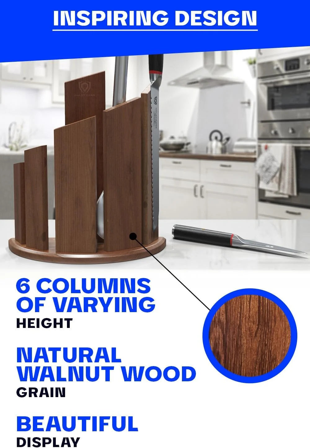 Magnetic Double-Sided Walnut Knife Block P4361