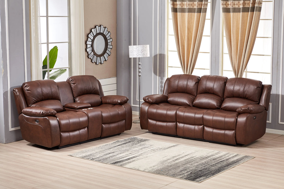 Power Reclining Bonded Leather Couch + Loveseat Q754377