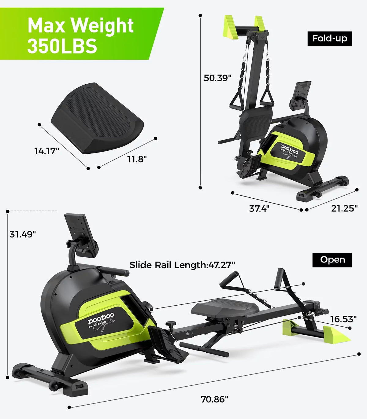 350 LB Capacity Foldable Magnetic Rowing Machine Q19773