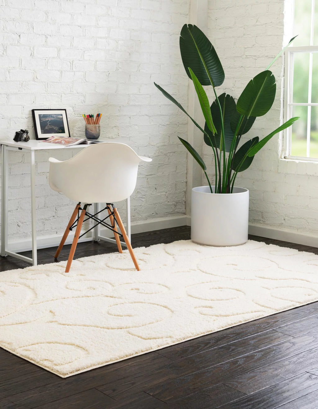 8' x 10' Ivory Shag Rug S10844