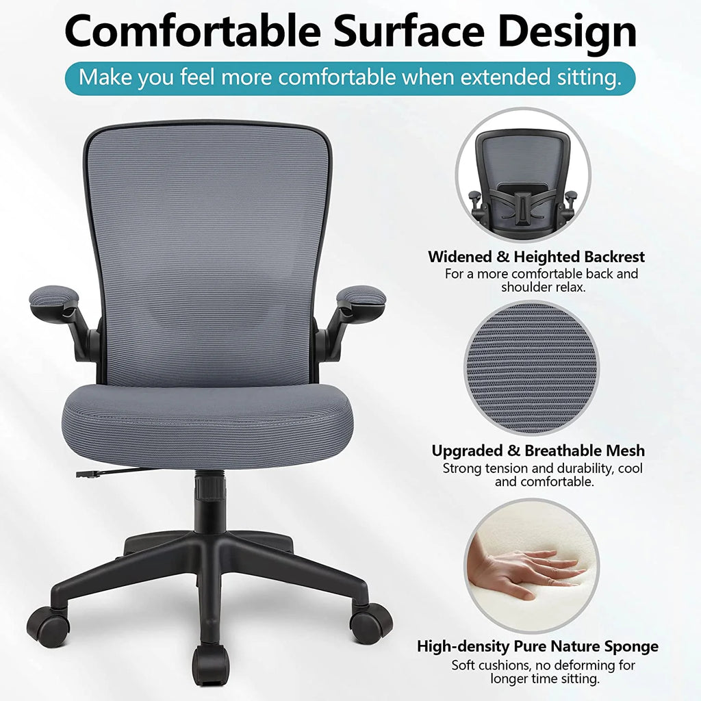 Grey Ergonomic Mesh Office Chair with Lumbar Support B808