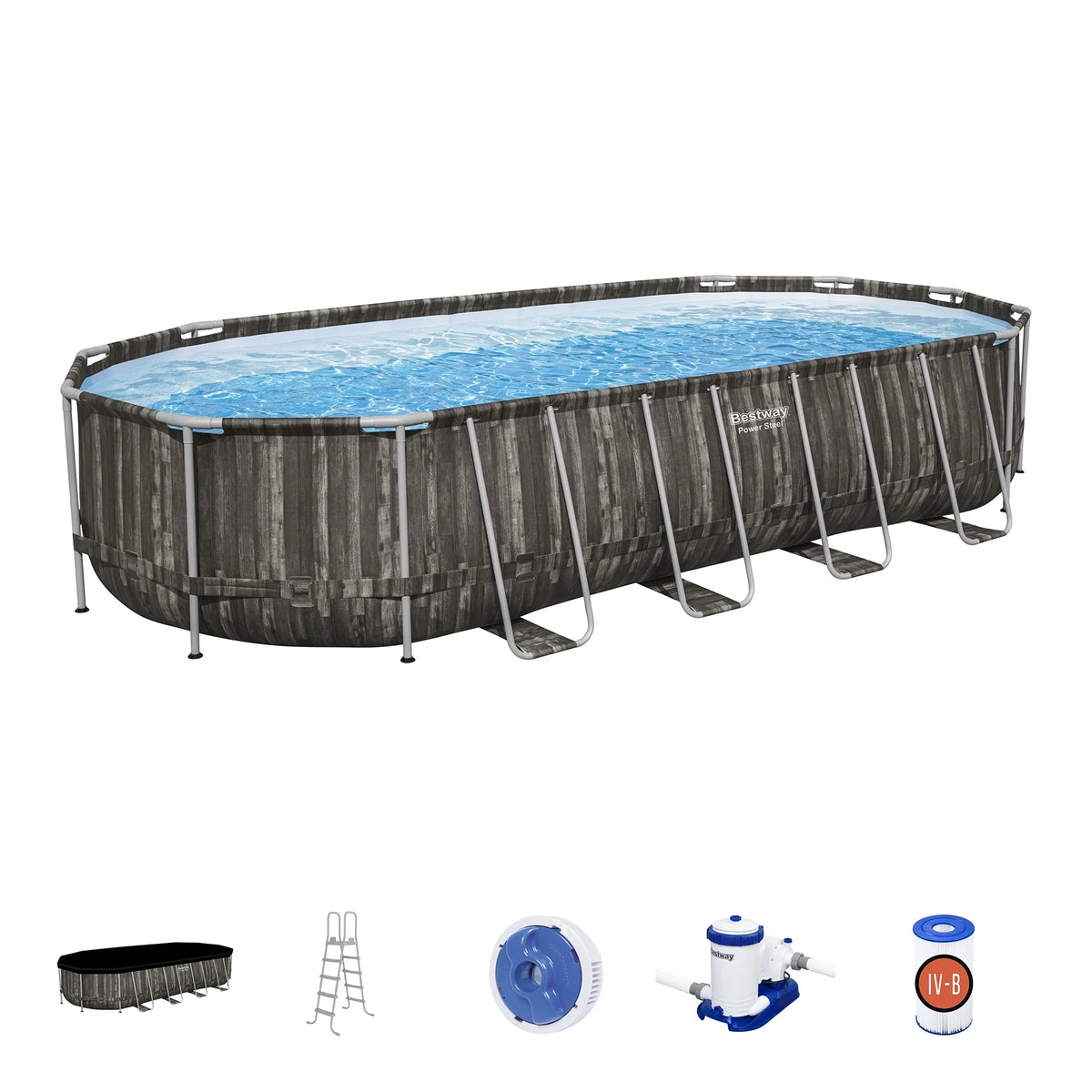 24' x 12' x 52" Oval Above Ground Swimming Pool Set V729365