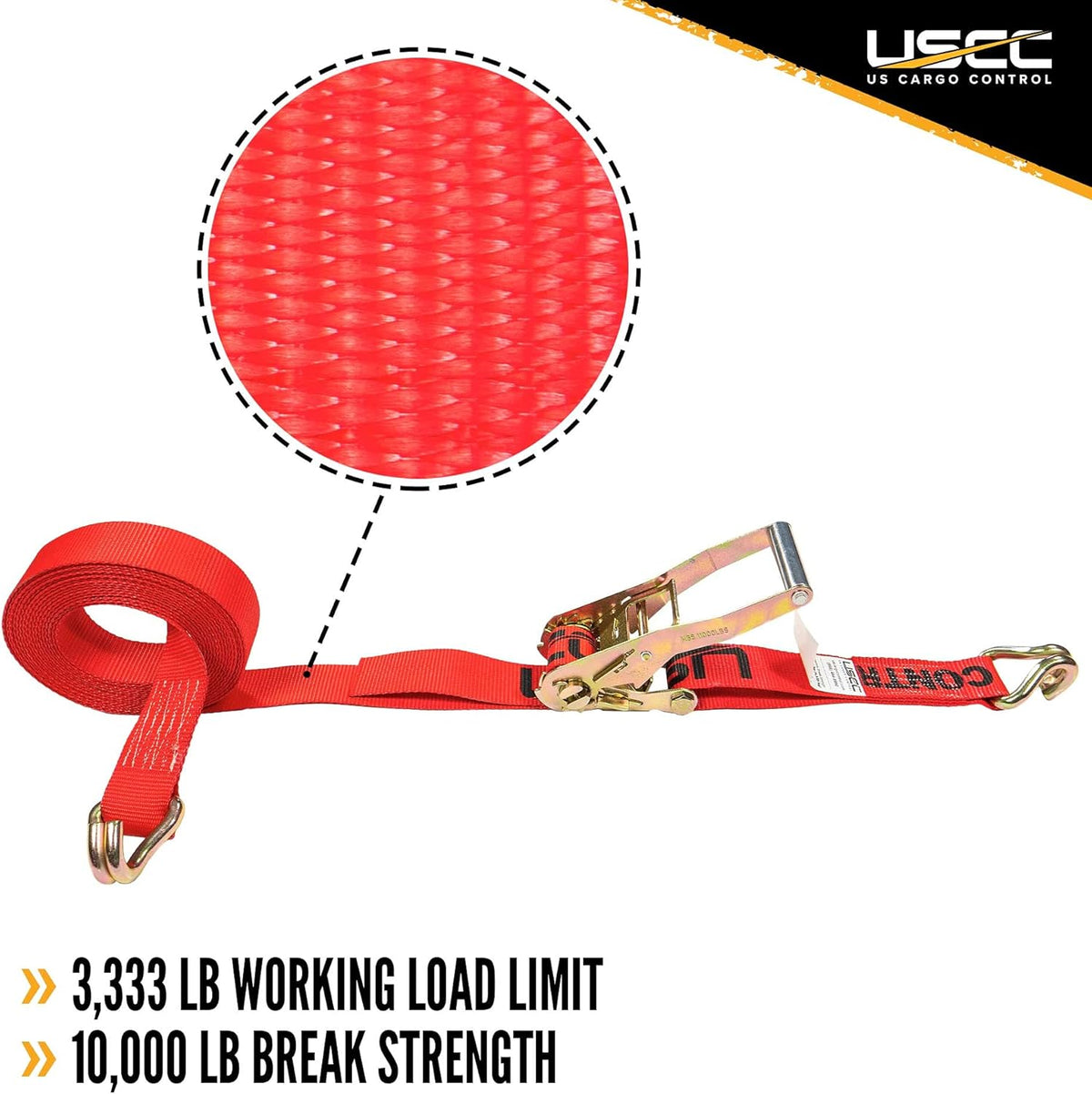 2 Inch x 27 Foot Red Ratchet Straps with Double J Hooks, 4 Pack X76651