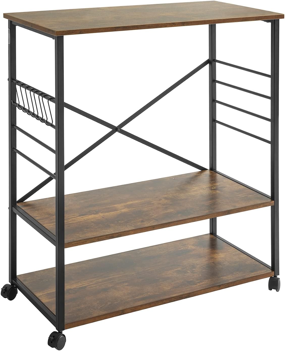Brown Wood Metal Serving Cart S295