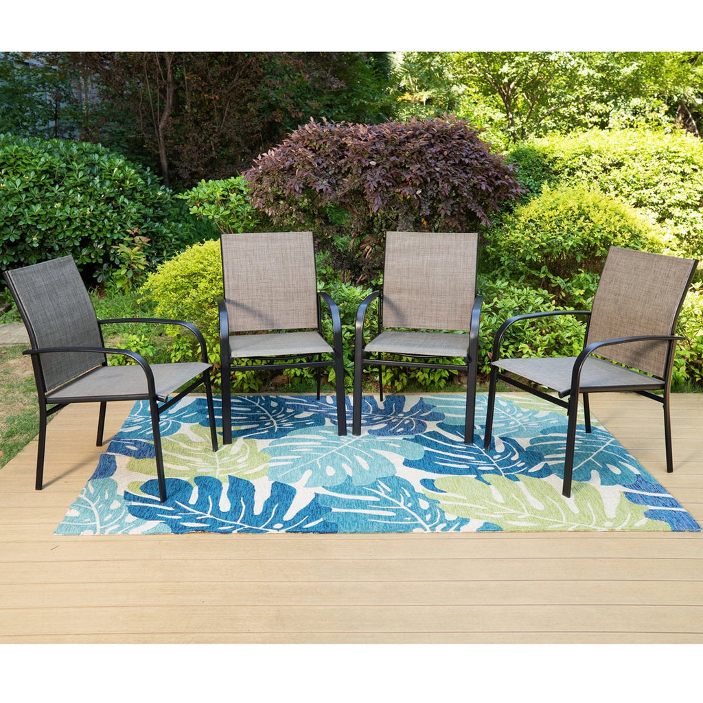 Set of 4 Outdoor Patio Dining Chairs Steel Textilene J70100