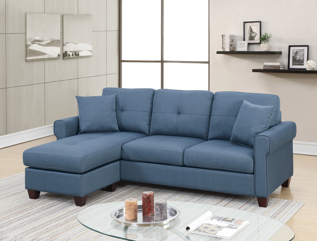Blue Reversible Sectional Sofa Chaise G3447