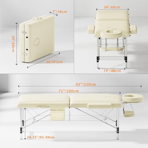 Portable 2-Fold Black Massage Table with Carrying Bag B7901