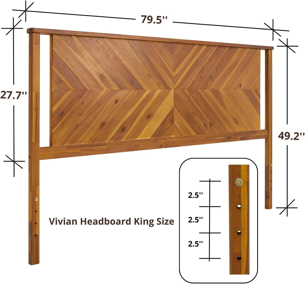King Solid Acacia Wood Headboard F732