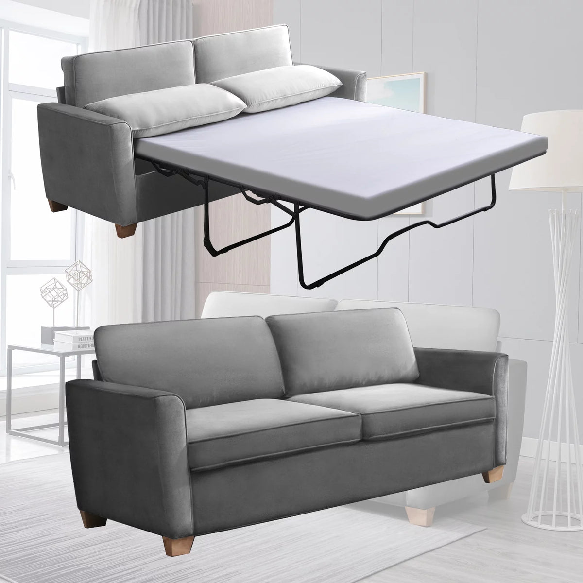 Velvet Full Size Pull Out Sofa Bed K12192