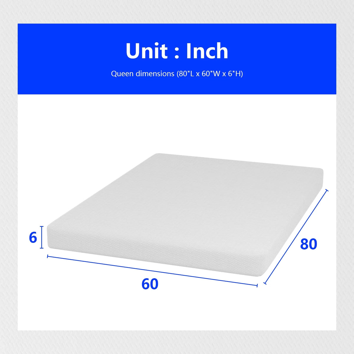 Queen Size 6 Inch Medium-Firm Foam Mattress I283497