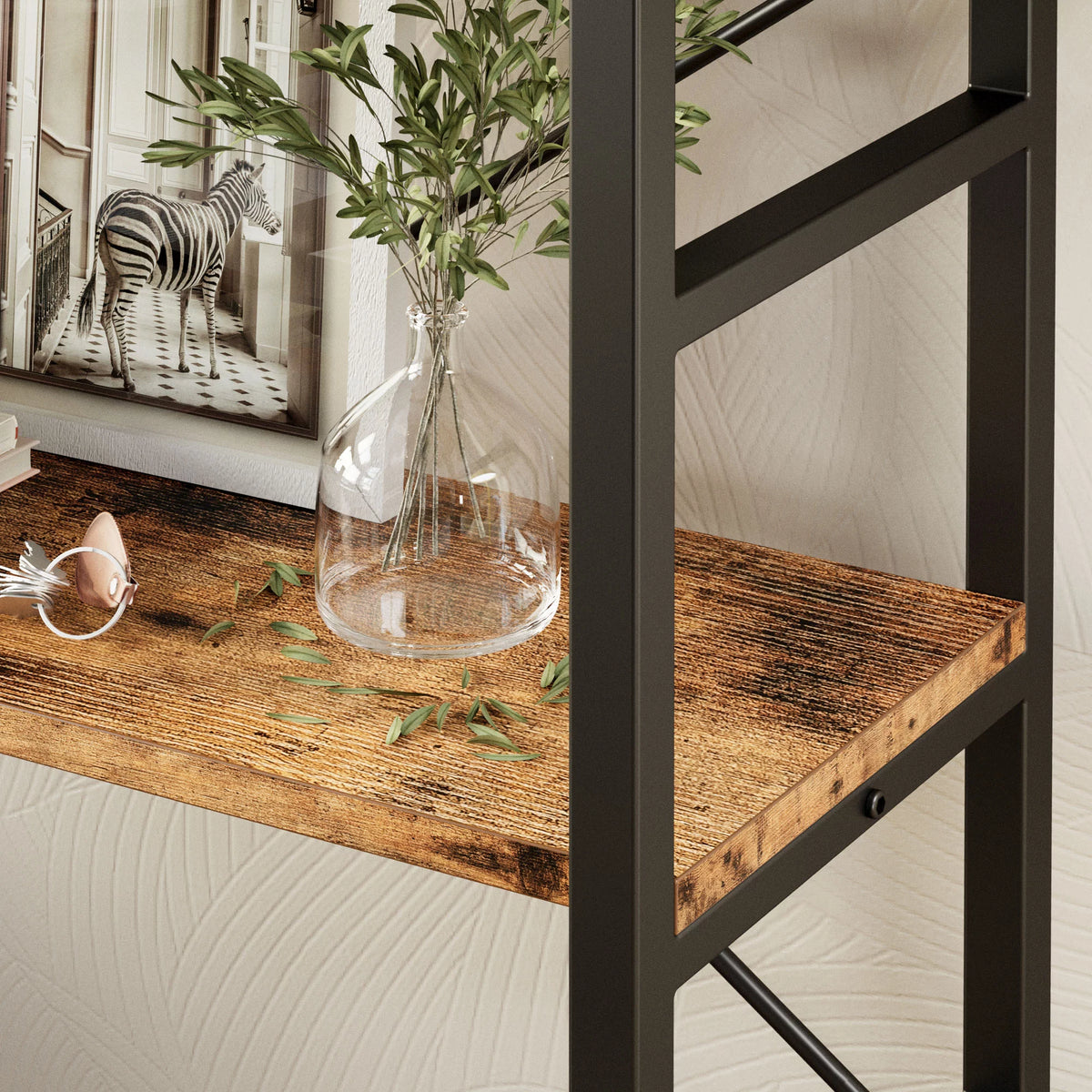 5-Tier Corner Bookcase with Metal Frame P188