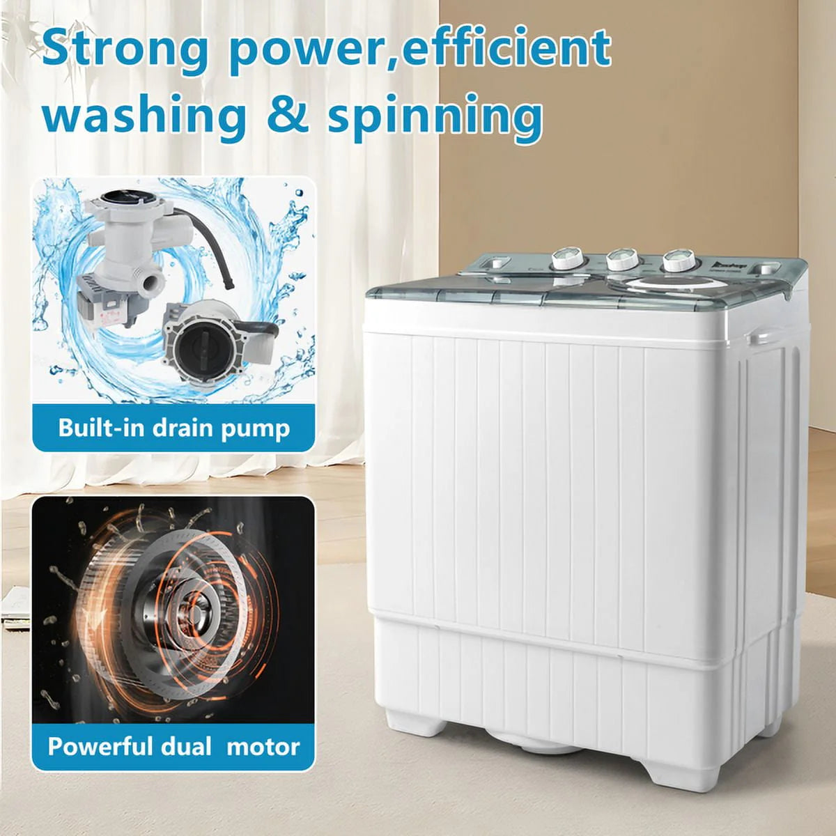 Portable 26lbs Washing Machine with Drain Pump D281969