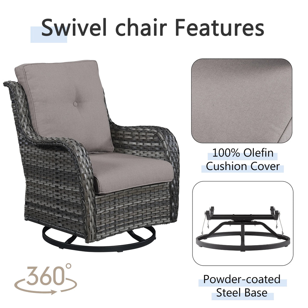 3-Piece Outdoor Swivel Gliders with Side Table V320