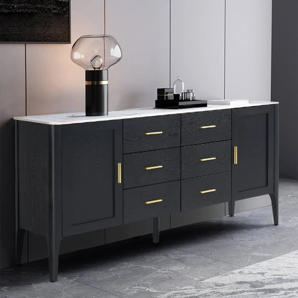 Black Sideboard Buffet with Sintered Stone Top U835