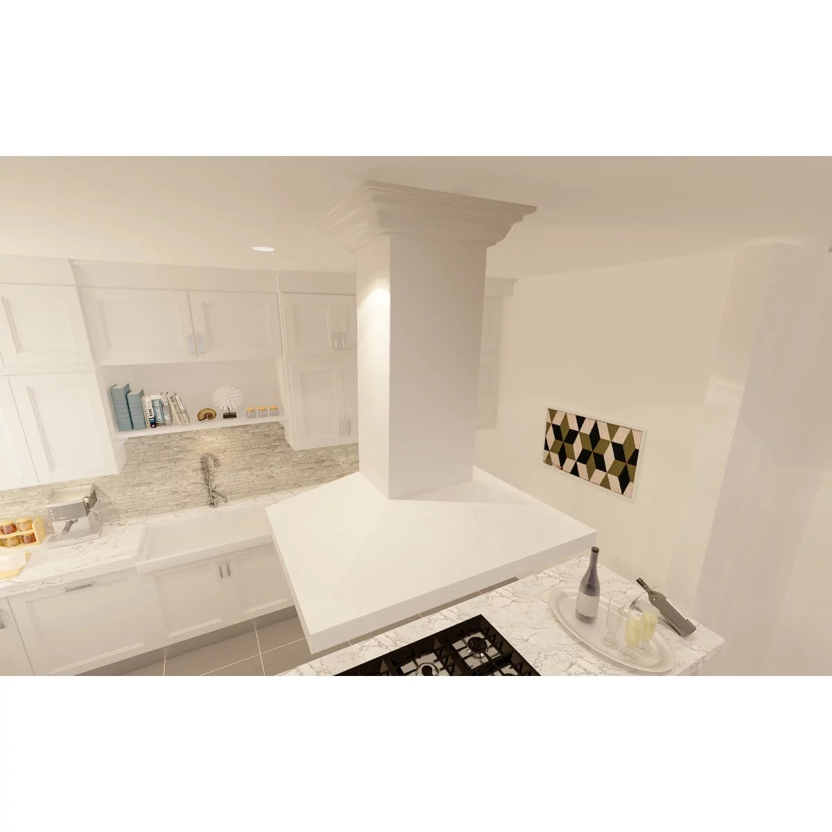 30 in. Wooden Island Mount Range Hood with 760 CFM Motor L367