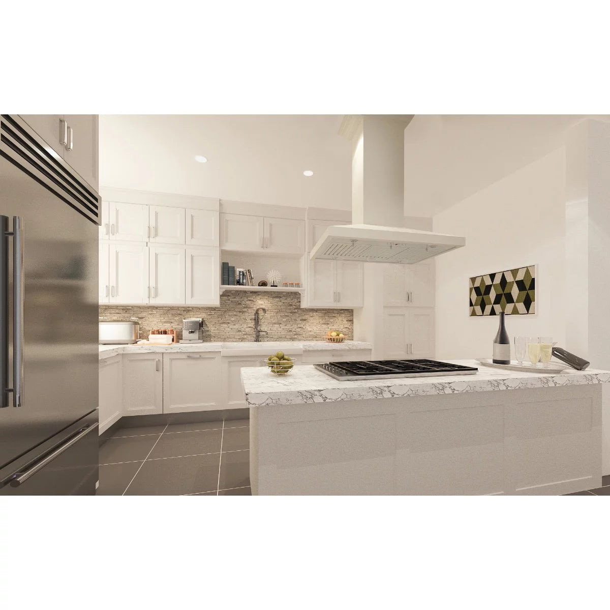 30 in. Wooden Island Mount Range Hood with 760 CFM Motor L367