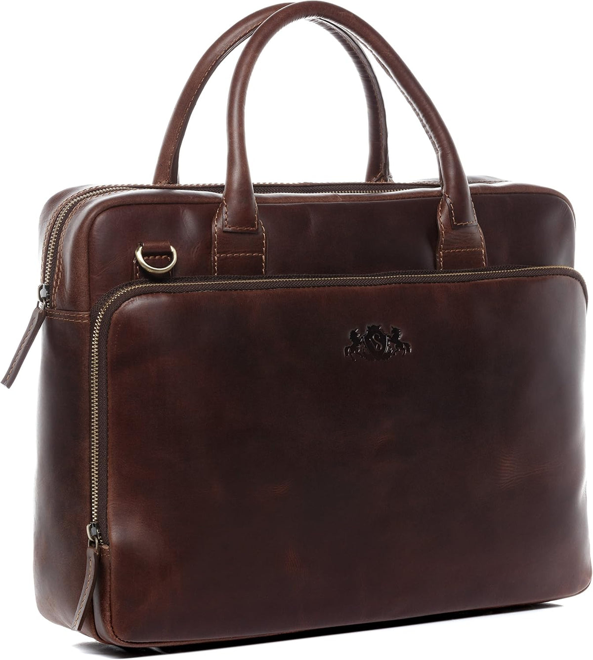 Leather Laptop Bag 15 Brown-Cognac U716