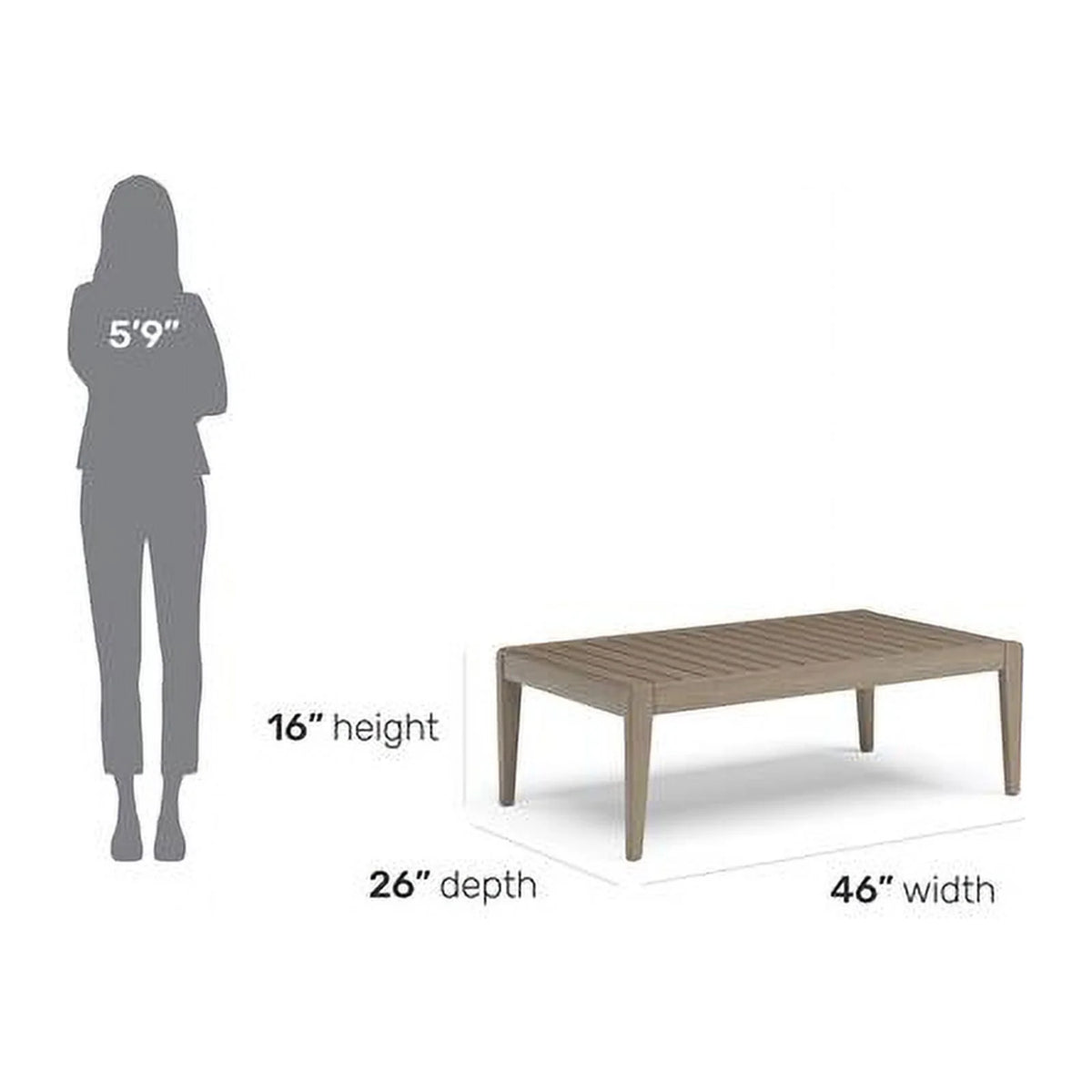 Traditional Wood Outdoor Coffee Table in Gray D62177