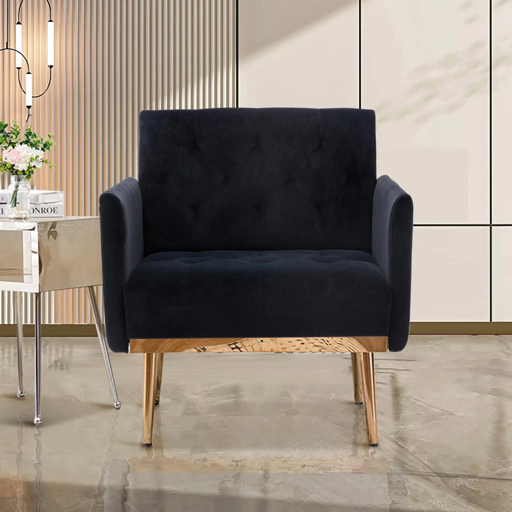 Green Velvet Upholstered Accent Chair with Metal Legs I89394