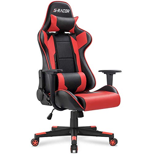 White Ergonomic Leather Gaming Chair with Headrest and Lumbar Support X229