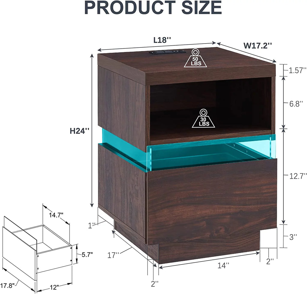 LED Coffee Table with Storage and Sliding Drawers A48077