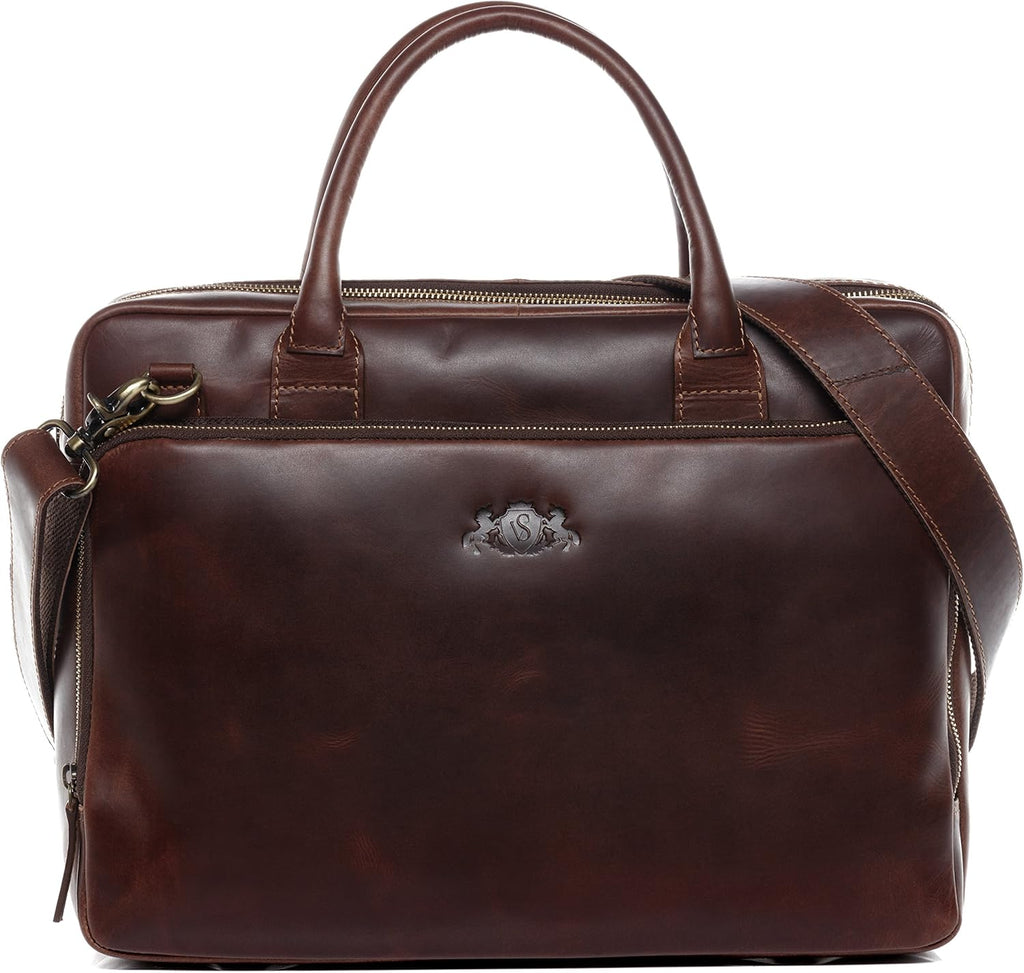 Leather Laptop Bag 15 Brown-Cognac U716
