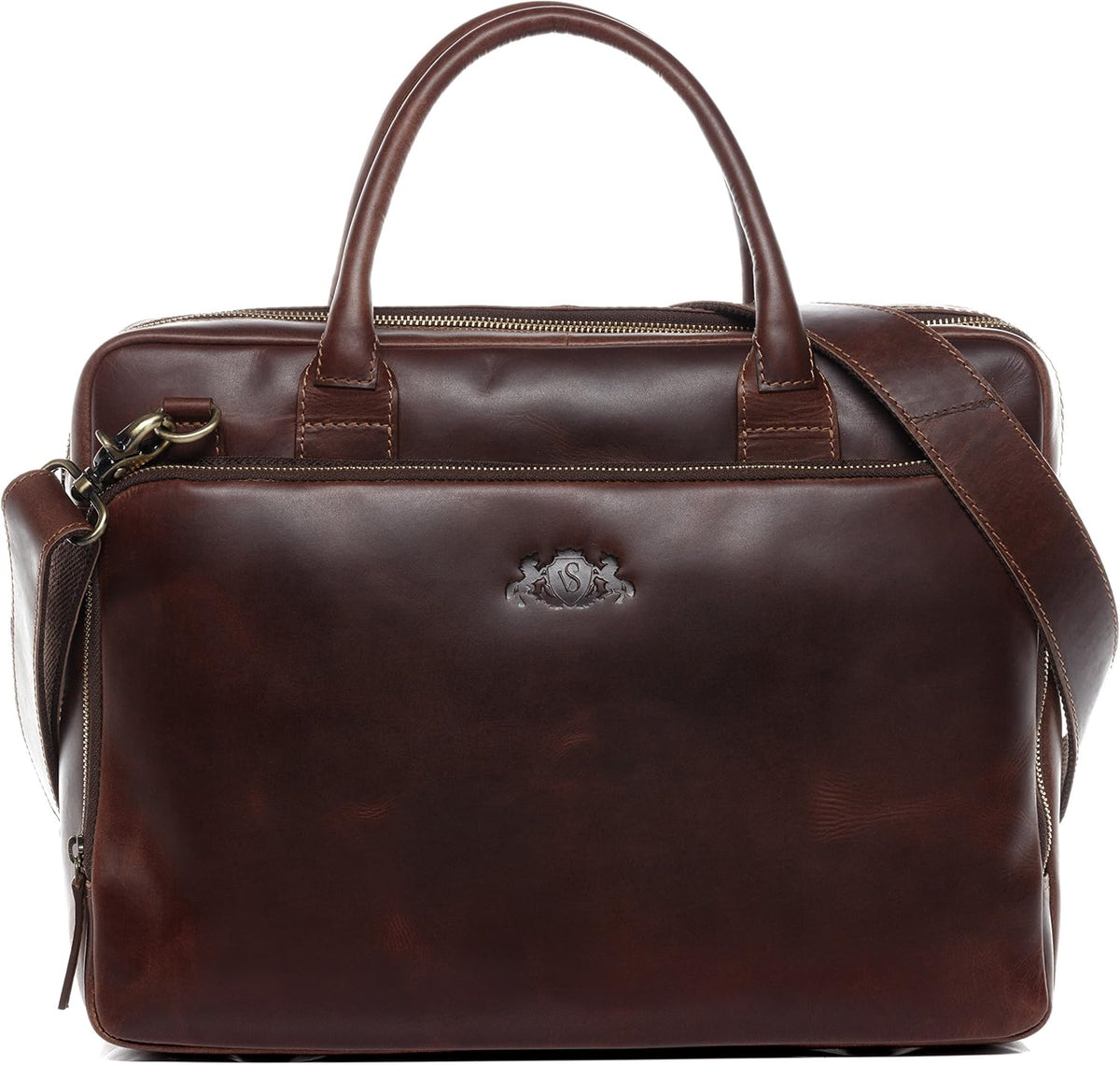 Leather Laptop Bag 15 Brown-Cognac U716